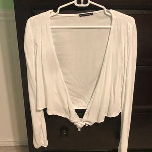 Brandy Melville LS white wrap top